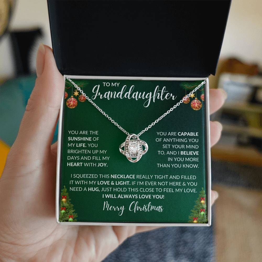 To My Granddaughter - Merry Christmas - Love Knot Necklace