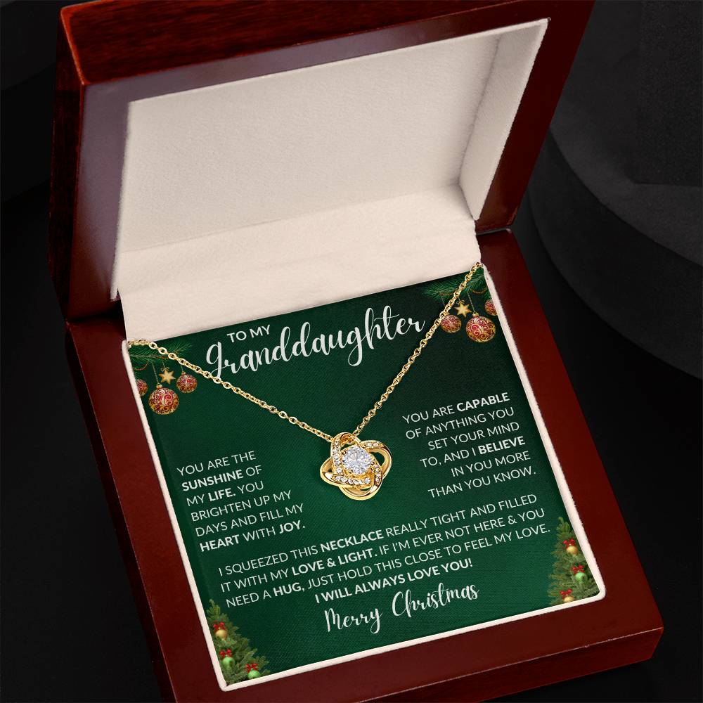 To My Granddaughter - Merry Christmas - Love Knot Necklace
