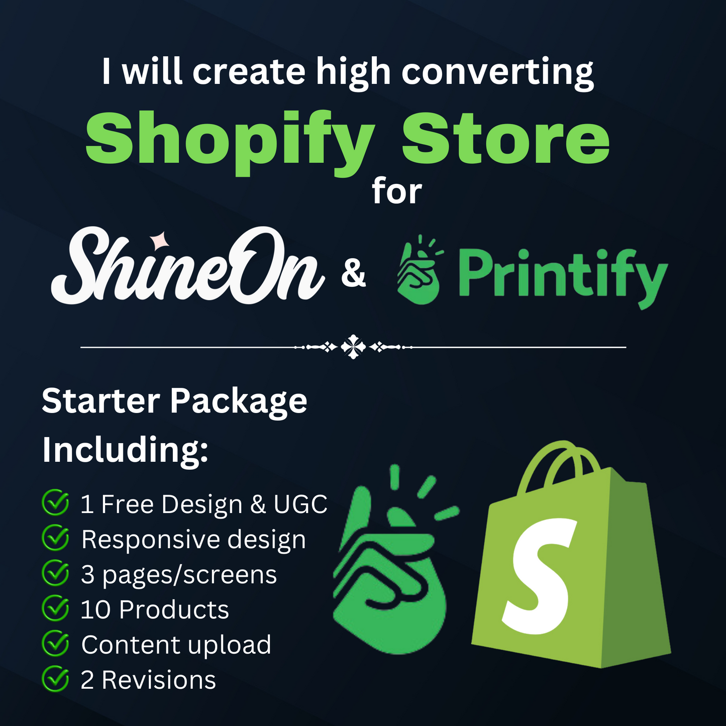 High Converting Shopify Store Design For ShineOn Jewelry or Printify Product