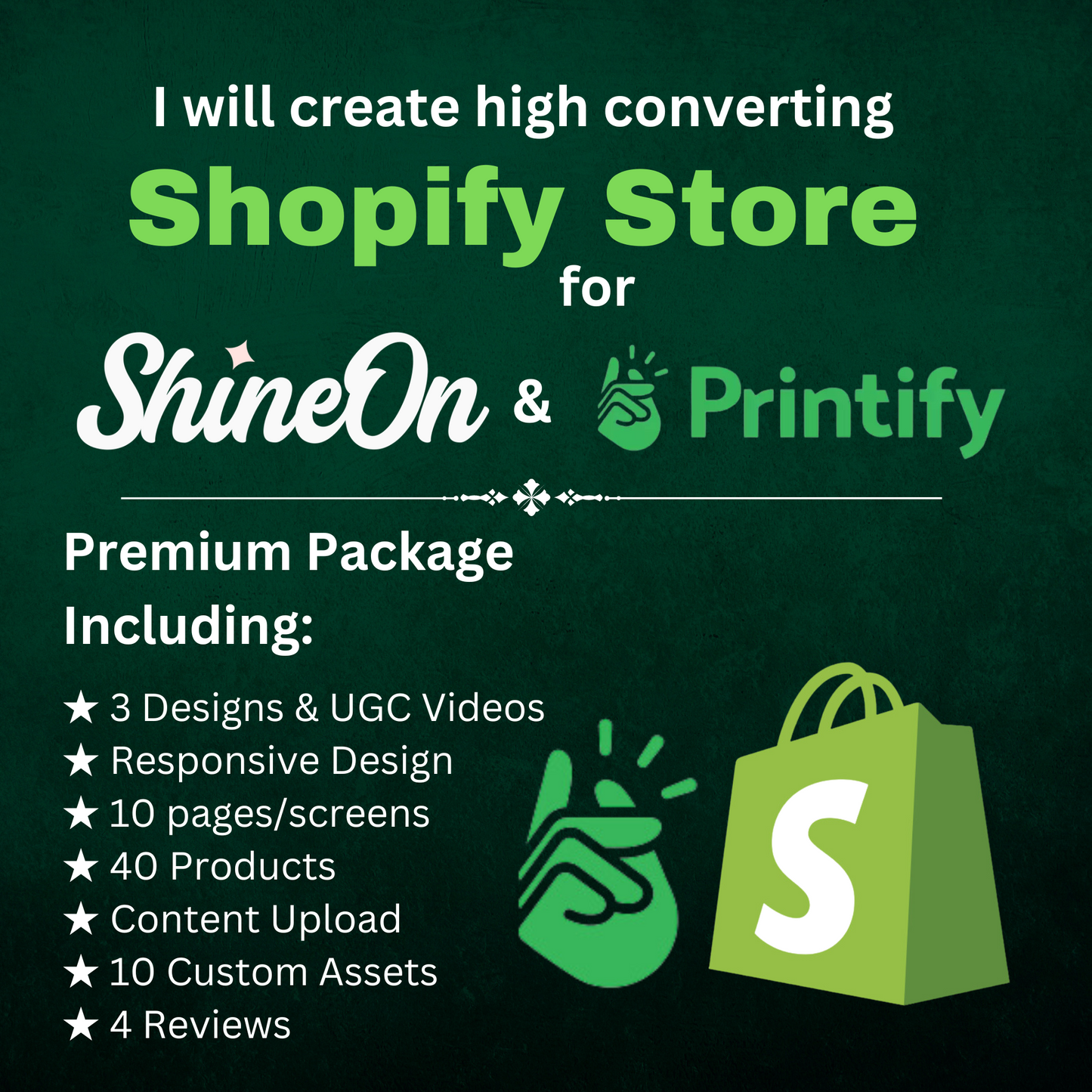 High Converting Shopify Store Design For ShineOn Jewelry or Printify Product