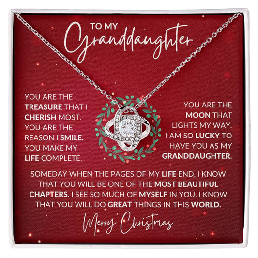 To My Granddaughter - Merry Christmas - Love Knot Necklace