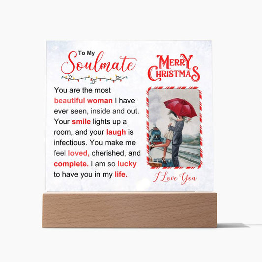 To My Soulmate - Merry Christmas - Square Acrylic Plaque